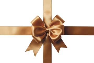 Elegant golden bow and ribbon for luxurious gifts, celebrations and festive occasions. Perfect for marketing.