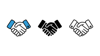 Handshake vector icon set, perfect for symbolizing business agreement, partnership, deal, contract, and successful collaboration