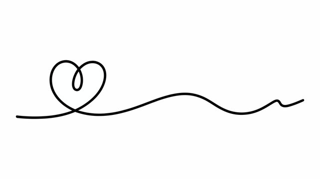 Continuous one-line drawing of an elegant heart shape with a flowing horizontal wave, symbolizing love and connection. - Powered by Adobe