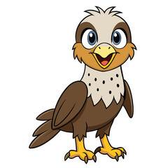 Cartoon Eagle Character with Brown Wings and Blue Eyes, on White Background