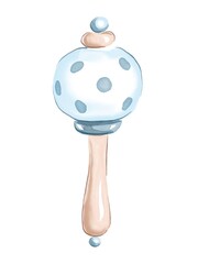 Watercolor Baby Rattle Illustration