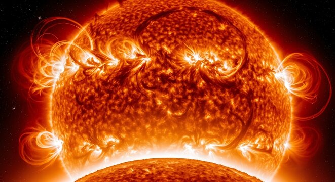 Solar flare activity sun surface energy astronomy science astrophysics plasma radiation heat core light