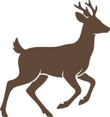 Running Young Deer Silhouette Vector Illustration