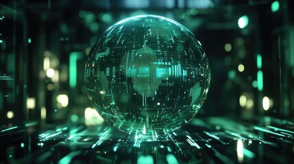 Digital globe displaying global network data connection