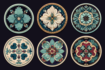 Mint Oriental Floral Medallion Set