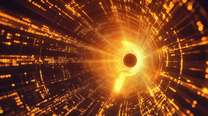 Digital data flowing through abstract cyber tunnel network