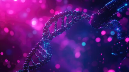 Robotic arm mutating dna strand with genetic engineering