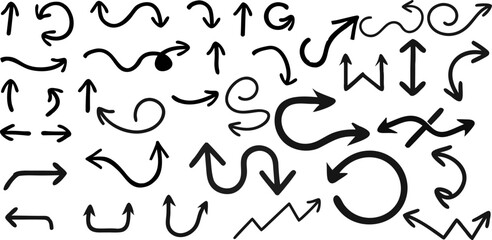 Hand Drawn Doodle Arrows – Sketch Vector Set