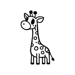 Cute, fun, yellow baby giraffe character vector cartoon illustration for zoo or safari wildlife art
