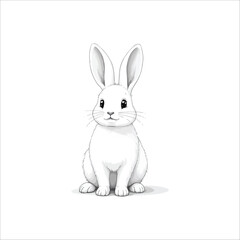 White cute bunny rabbit animal illustration isolated on a white background for Easter or pet art