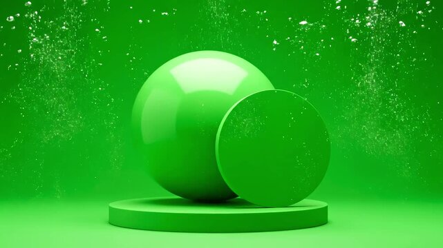 Green Screen sphere and circle on chroma key white particles effect bubbles overlay scene 4 with distortion, overlay, glitch, static noise, scan lines black background, 4k animated video loop