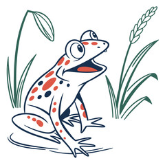 Cartoon Frog with Spots on White Background