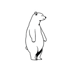 Cute polar bear cub cartoon vector illustration silhouette