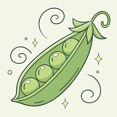 Fototapeta premium Vector illustration of fresh nature food design element pattern with apple and green peas