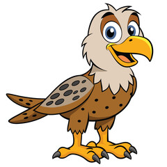 Cartoon Golden Eagle with a Friendly Smiling Expression on White