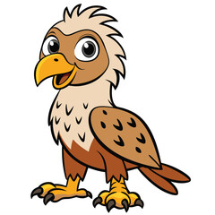 Cartoon Griffon with Golden Beak and Claws on White Background