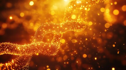 Glowing golden dna double helix structure creating abstract science