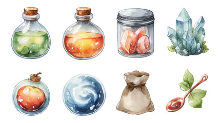 Soft Painted Alchemist Starter Pack with Isolated Stickers on Transparent Background