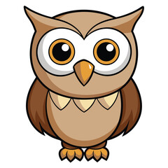 Cartoon Owl with Exaggerated Eyes on White Background