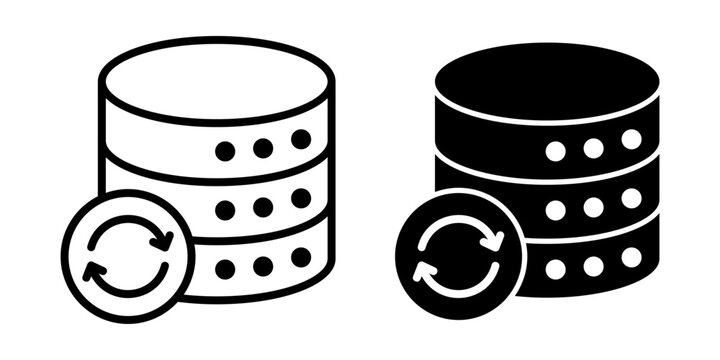 Database Update Symbol Black Icon Bundle for Improved Information Revision and Sync