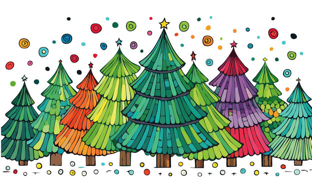 Hand drawing design pine tree wallpaper / wrapping paper design