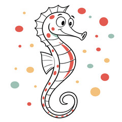 Cartoon Seahorse Art with Cute Smiling Expression on White Background