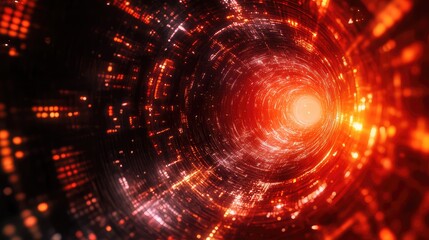 Abstract digital data tunnel traveling at high speed