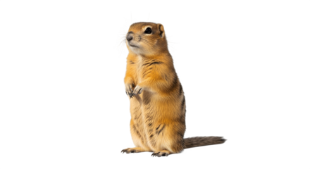 A cute ground squirrel standing alert on its hind legs.