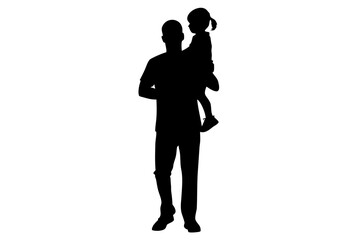 Father Walking with Son and Daughter Silhouette 