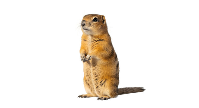 A cute ground squirrel standing alert on its hind legs. - Powered by Adobe