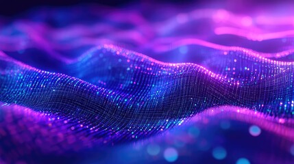 Digital waves flowing, connecting data points in a network