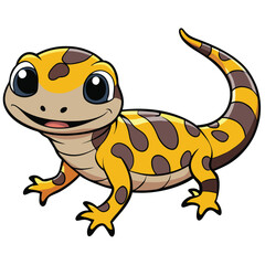Cartoon Spotted Gecko, Detailed Yellow Reptile, Cute Animal