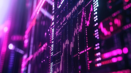 Digital data financial grid display showing futuristic charts