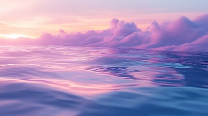 Ocean water reflecting colorful sunset sky and clouds