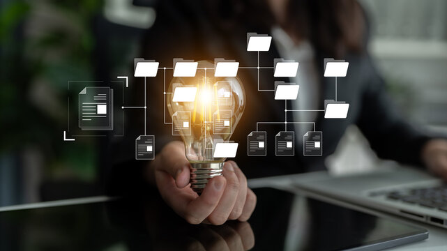 Digital file structure showing folder organization, file hierarchy, and document arrangement. File structure supports management, improves access, and file structure enhances clarity. Latch