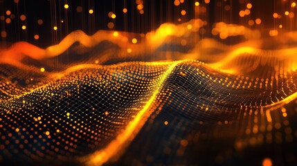 Digital wave particles creating a futuristic data network