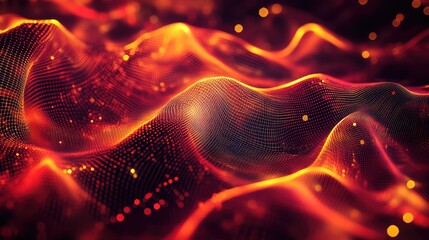 Digital network waves forming abstract grid landscape