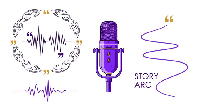 Elegant Voice UI Vector Elements, sound wave wreath for conversational AI branding