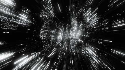 Data streams forming abstract digital cyberspace network