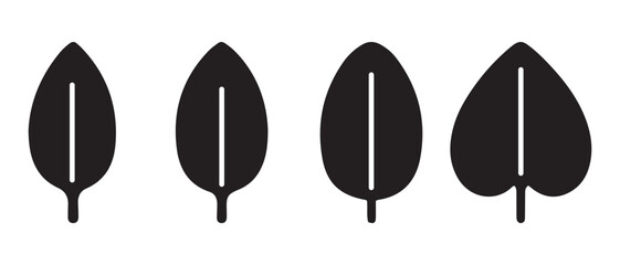 Stylized black leaf icons set. for nature and environmental concepts.