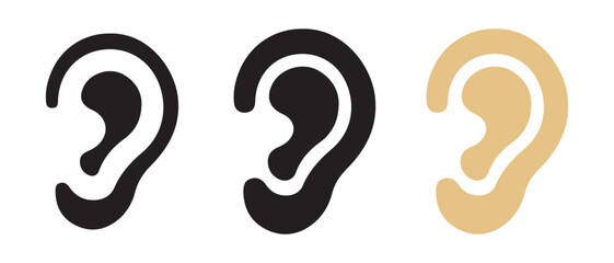 Stylized human ear icon set. for listening and sound concepts.