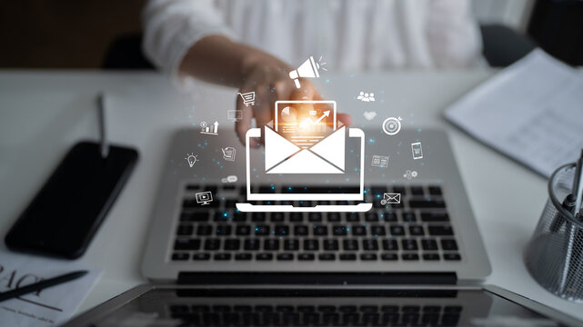 A concept of a digital marketing campaign delivered via email. This outreach contains business analytics and is designed to drive advertising, e-commerce sales, and customer targeting. Fermion - Powered by Adobe