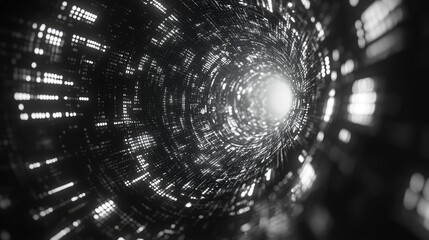 Digital vortex tunnel representing data stream communication