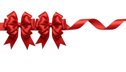 Red Gift Bows with Ribbon (PNG, Transparent Background)