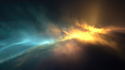 Waving particles creating abstract flowing light