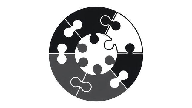 Puzzle pieces circle teamwork collaboration solution concept design graphic