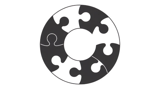Puzzle pieces circle graphic design icon teamwork collaboration concept - Powered by Adobe