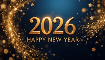 Happy New Year Abstract shiny color gold wave design element