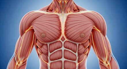 Ultra Detailed Anatomical Muscular Human Torso Scientific Visualization