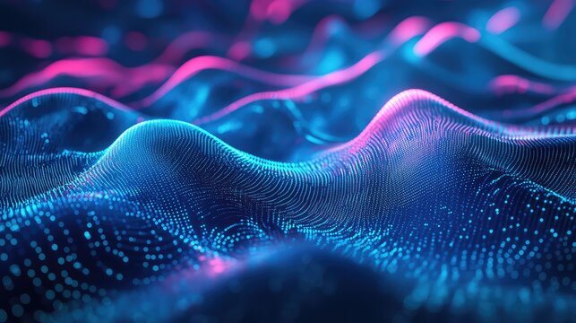 Digital data waves flowing in abstract technology network